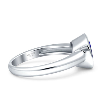 Bezel Set 8mmX8mm Cushion Engagement Ring Simulated Blue Sapphire 925 Sterling Silver Wholesale